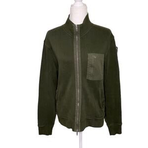 MARTIN + OSA Olive Green Cotton Front Zip Long Sleeve Sweater Jacket Size Medium